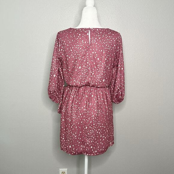 Vici Collection Mauve Dot Faux Wrap Side Tie Mini Dress women’s size small NEW - Picture 6 of 13